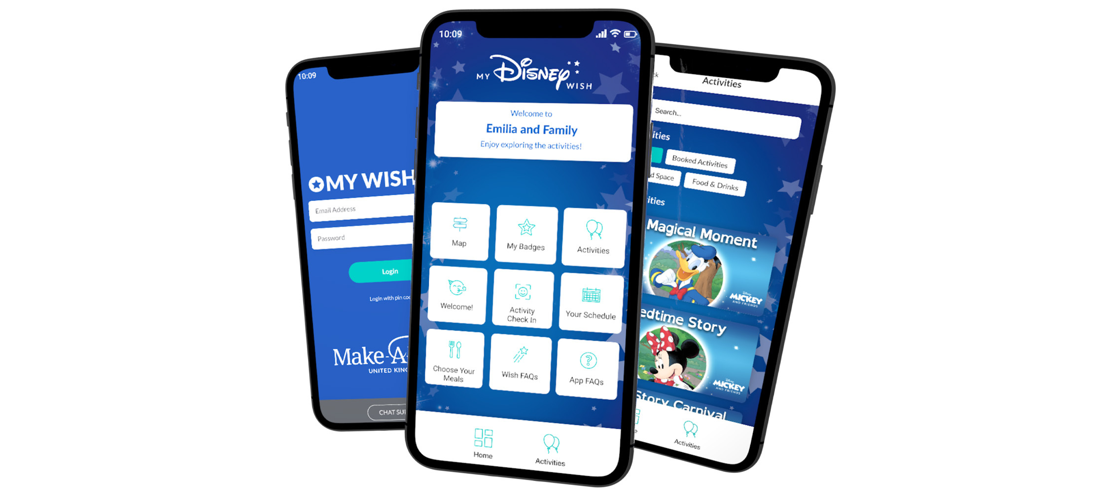 An image showing the welcome screen of the Make a Wish event app