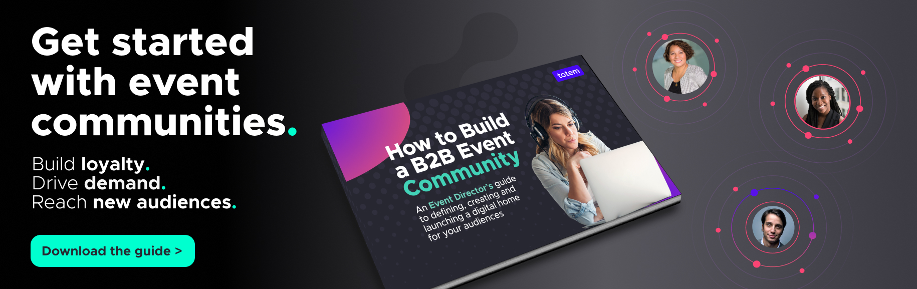 A banner showing the guide - how to get started with event communities
